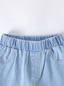 SHEIN 2pcs/Set Young Girl Casual Round Neck T-Shirt & Long Pants, Minimalist & Fashion, Suitable For Summer - Multicolor - View 6