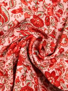 SHEIN Swim Spring Break Vacation Beach Ditsy Floral Two Pieces Bikini Swimwear, Random Patterns For Summer - Red - View 5