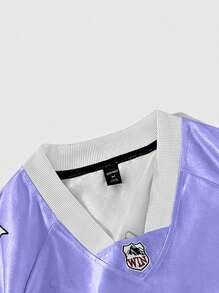 ROMWE MEN Prep Street Life Men's Mesh Contrast Sports Short Sleeve Football Jersey Style T-Shirt Athletic Jersey
