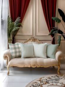 4pcs Light Green Striped Pillow Covers, Super Soft Comfortable Texture, Popular Model, Home Decorative Pillow Cases For Sofa, Living Room, Bedroom, Without Pillow Insert - Multicolor - View 4