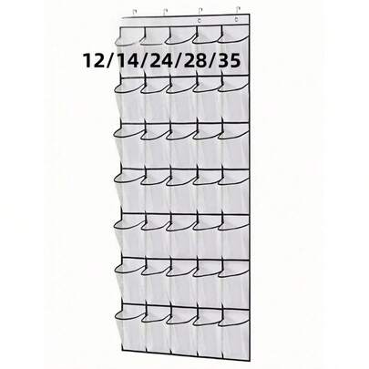 1pc Mesh Bag Shoe Storage Rack With Hook, Multi-Grids Hanging Back Shoe Storage Door Bag, Space Saving Storage Bag Sundry Storage Bag, Fabric Wardrobe Sundry Shoe Storage Bag For Small Business Owners/Stores/Retailers/Home/Travel(Black,Gray,White)