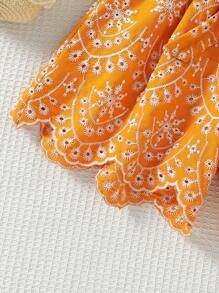 SHEIN 2pcs/Set Girls Summer Outfit, Sleeveless Ruffle Trim Crop Top With Belt - Orange - View 5