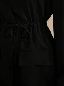 Seusyu 勃艮第红色女士纯色简约休闲长袖上衣和裤子套装 2 件套