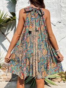 SHEIN Maternity Pleated Paisley Print Vacation Dress - Multicolor - View 2