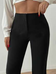 SHEIN Tall Dames high waisted effen kleur wijde pijpen broek