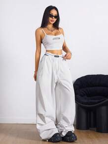 SHEIN EZwear Women's Summer Going Out Basic Casual Vest And Pants White Two-Piece Set For Festival - White - View 3