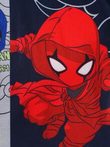 2 pezzi/set Pigiama comodo per ragazzo pre-adolescente, composto da pantaloncini e maglietta a maniche corte con stampa della forma di battaglia super