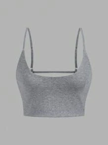 SHEIN BASICS 3件套休闲纯色露脐吊带背心上衣，春季女装 - 彩色 - 查看 7
