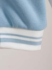 SHEIN Baby Boy Casual Streetwear Baseball Jacket, Letter Embroidery, Long Sleeve, Suitable For Sports, Autumn/Winter