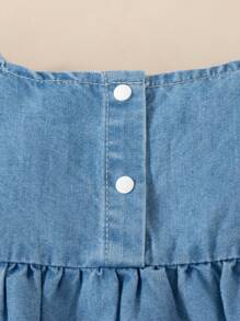 Souflis Souflis 少女水手领无袖背心后开叉浅色牛仔夏季可爱优雅简约公主宽松连衣裙 - 淺色水洗藍 - 查看 7
