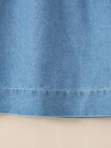 Souflis Souflis 少女水手领无袖背心后开叉浅色牛仔夏季可爱优雅简约公主宽松连衣裙 - 淺色水洗藍 - 查看 6