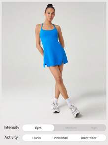 GLOWMODE FeatherFit™-Air Elevate A-Line Gaun Mini Slip dengan Kantong Pendek Tersembunyi, Nyaman untuk Aktivitas Harian Musim Panas, Cepat Kering, dan Menyerap Kelembapan - Blue Power - View 7