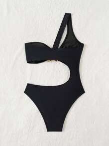 Swim Chiccia Springbreak Women's One-Piece Knit Solid Black Backless Sexy Swimsuit, For Summer Beach Vacation - Black - View 7