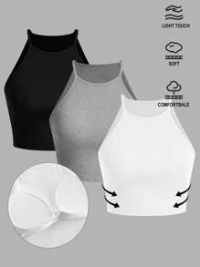 SHEIN EZwear 3 件套加垫细肩带吊带背心，适合春夏季女性