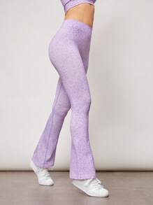 Activina Women's Leopard Print Seamless Flare Leg Sports Pants - Purple - View 6