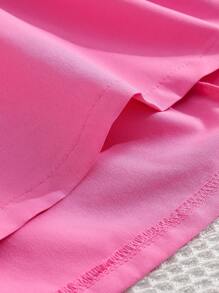 SHEIN Elegancka sukienka dla młodej dziewczyny w jednolitym kolorze z bufiastymi rękawami i skróconą talią