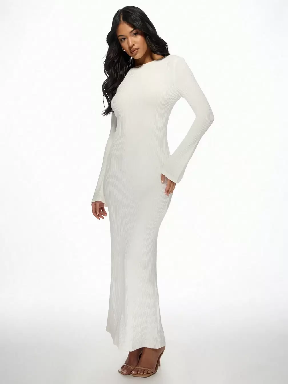 white high neck ribbed bodycon dress MISSGUIDED Brushed Maxi Dress｜MISSGUIDED warm iron inside out Linen Tunics and Dresses Champagne Cocktail Dresses Size (FR):32
