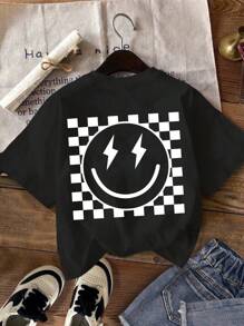 SHEIN Leap Crew Tween Girls Casual Minimalist Cartoon Pattern Multi-Pack T-Shirts, Suitable For Summer - Multicolor - View 4