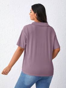 SHEIN Essnce T-shirt à manches courtes couleur unie polyvalent et décontracté, grande taille