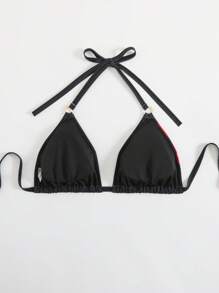 Swim Lushoire Plus Size Women Metal Accent One-Piece Swimwear Top, Multi-Color Print, Minimalist Daily/Holiday/Beach Wear For Summer - Multicolor - View 2