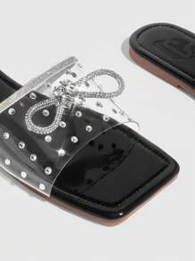 CUCCOO SZL Women Red Stylish Metal Buckle Flat Sandals Spring Break Easter - Black - View 5