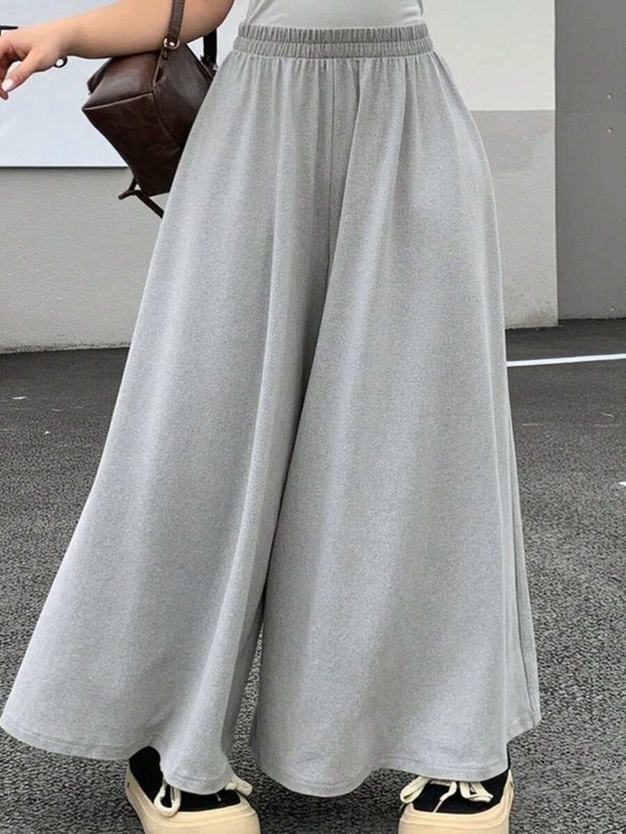 Dazy Plus Elastic Waist Wide Leg Long Pants, Casual Trousers For All Seasons