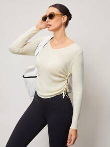 Activina Activina Maglietta sportiva casual con coulisse laterale in tinta unita