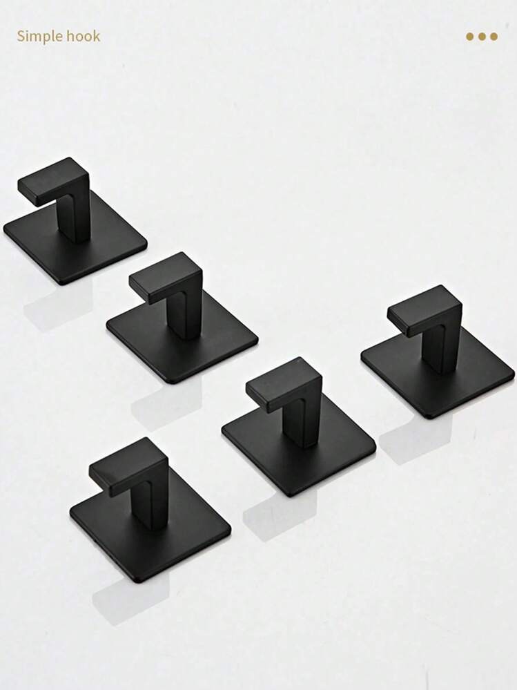 SHEIN 1pc Bathroom Adhesive Towel Hook, Wall Mount Robe Hanger, No Drilling Required Home Bathroom Decor Bathroom Organizer Summer - Black - View 7