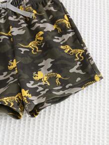 Cozy Pixies 2 件装男婴字母图案柔软针织无袖圆领上衣和松紧腰短裤套装