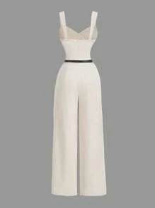 SHEIN PETITE 夏季灰白条纹针织紧身截短女士运动套装