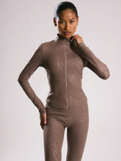 Musera Sport Chaqueta deportiva ajustada con cremallera de unicolor, para pádel, tenis, pickleball, gimnasio y fitness