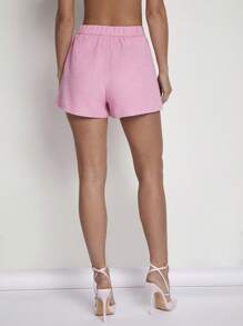 COSMINA Women's Solid Color Pocket Simple Casual Shorts - Baby Pink - View 2