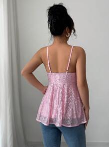 Rafferiza Women Solid Color Pleated Sequin Decorated Camisole