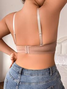 Plus Size Women Front Closure Sports Bra, Supportive Underwire With Removable Lift Pads, Seamless & Light, Anti-Slip Design - Apricot - View 2