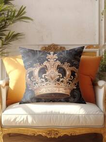 4pcs Plush Crown Pattern Pillow Covers, Soft Comfortable, Hot Selling, Home Decorative Cushion Covers For Sofa/Living Room/Bedroom, No Pillow Inserts Included