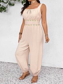SHEIN Frenchy Combinaison casual avec chevilles revers, sans manches, pour grandes tailles, pour les vacances
