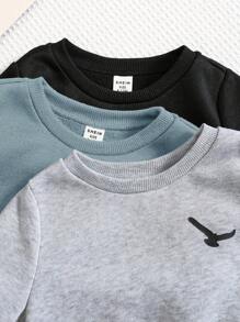 SHEIN 6pcs/Set Infant Baby Boy&Girl All-Match Hooded Sweatshirt And Loose Fit Jogger Pants Set, Blue, Dark Gray, Black, Casual For Autumn/Winter, Suitable For Home And Outdoor - Blue - View 5