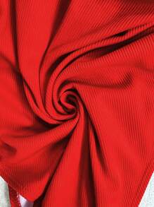 Plus Size Women Halter Hollow Design Casual Vacation Swimwear Set For Summer - Red - View 7