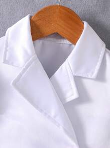 2 pezzi/set Top e gonna semplici per ragazze, con colore unito e bottoni sul davanti, a maniche corte - Multicolore - Visualizzare 5