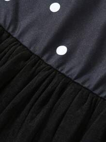 Sukienka z siateczki w czarne kropki dla dziewczynek - Czarne - Zobacz 5