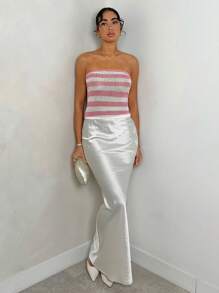 Glamine Women Striped Fitted Cropped Elegant Knit Sweater, Spring/Summer - Multicolor - View 3