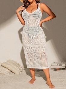 SHEIN Swim Vcay Vestido de talla grande con abertura para cubrir mujer en vacaciones