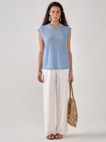 Florisole 女式波西米亚风镂空圆领无袖休闲 T 恤，春夏