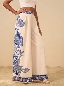 Travachic 度假休闲风印花女式宽松阔腿裤 - 彩色 - 查看 1