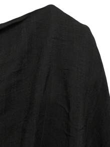 Swim Lushoire Plus Size Women Solid Color Open Front Long Sleeve Kimono, Robe And Shorts Casual Loungewear Set For Summer Beach Vacation - Black - View 7