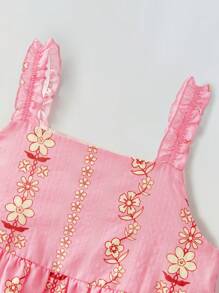 Maija Kids Maija Kids Bộ 2 chiếc/Bộ áo yếm và quần short in họa tiết hoa cho bé gái - Hồng - Xem 6