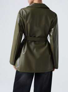 LYSMO Contrast Lace Raglan Sleeve Waffle Knit Sweatshirt, Ladies Spring/Fall Casual Contrast Lace Long Sleeve Round Neck Regular Fit Regular Green Raglan Sleeve Pullovers Women Hoodies - Army Green - View 2