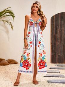 Breezaya 女士休闲度假印花吊带长款吊带背心