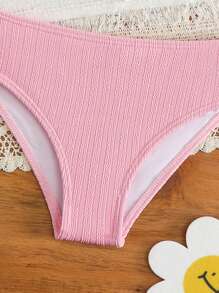 "Young Girls Bikini Sets女童(小)泳衣套装
提花面料粉色白色拼色飞边儿童分体泳衣套装时尚休闲精致华丽淑女适合游泳适合度假适合夏季" - Pink - View 8