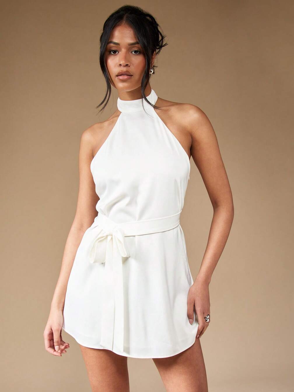 white polo halter dress Brittany White Halter Mini Dress